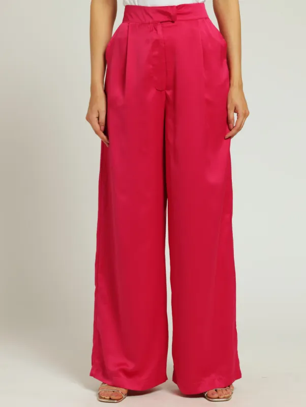 Straight Leg Satin Pants - Pink sold by Edgars