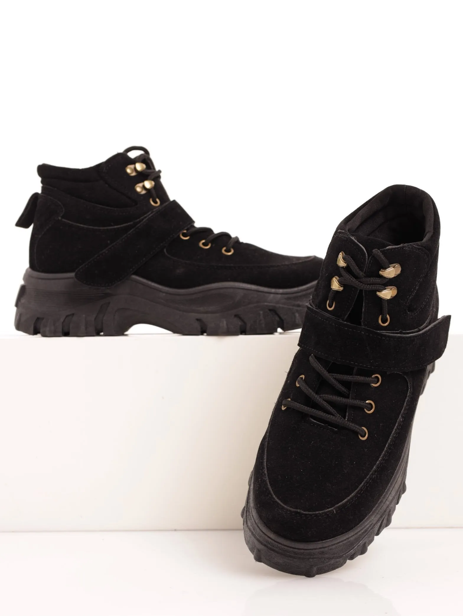 Ladies Hiker Ankle Boot With Velcro Strap - Black sold by Edgars