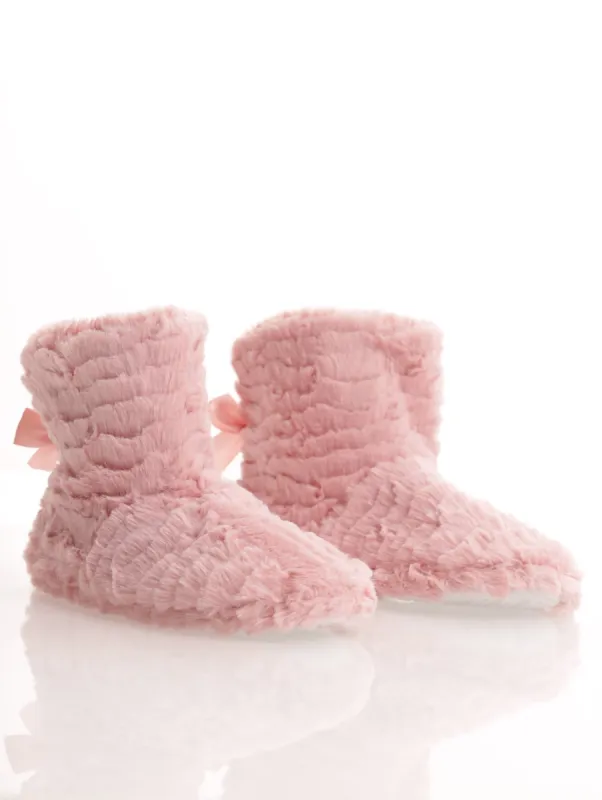 Ladies Slipper Bootie With Back Tie Bow - Blush sold by Edgars