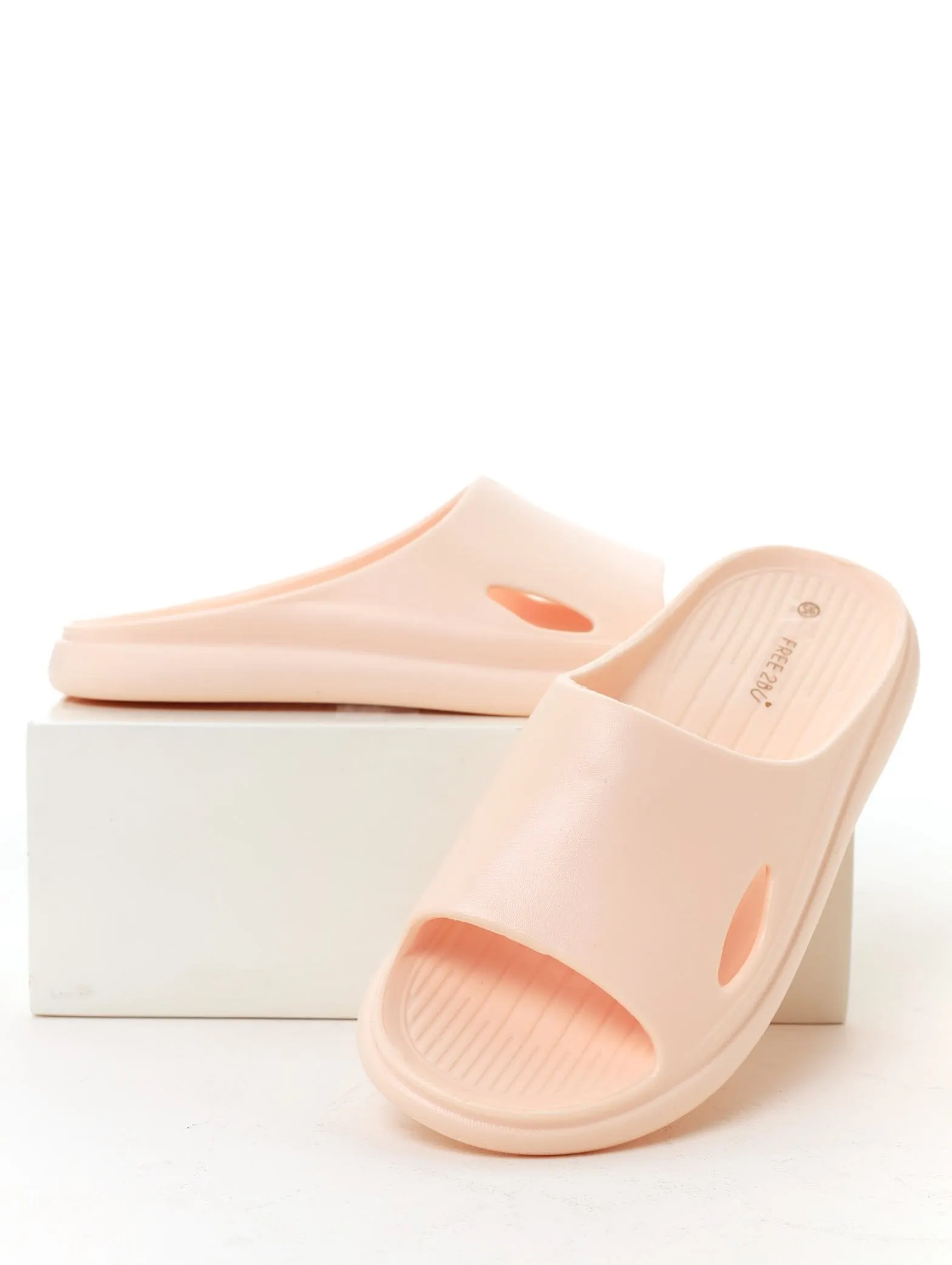 Ladies Side Cut-Out Moulded Slide - Salmon sold by Edgars