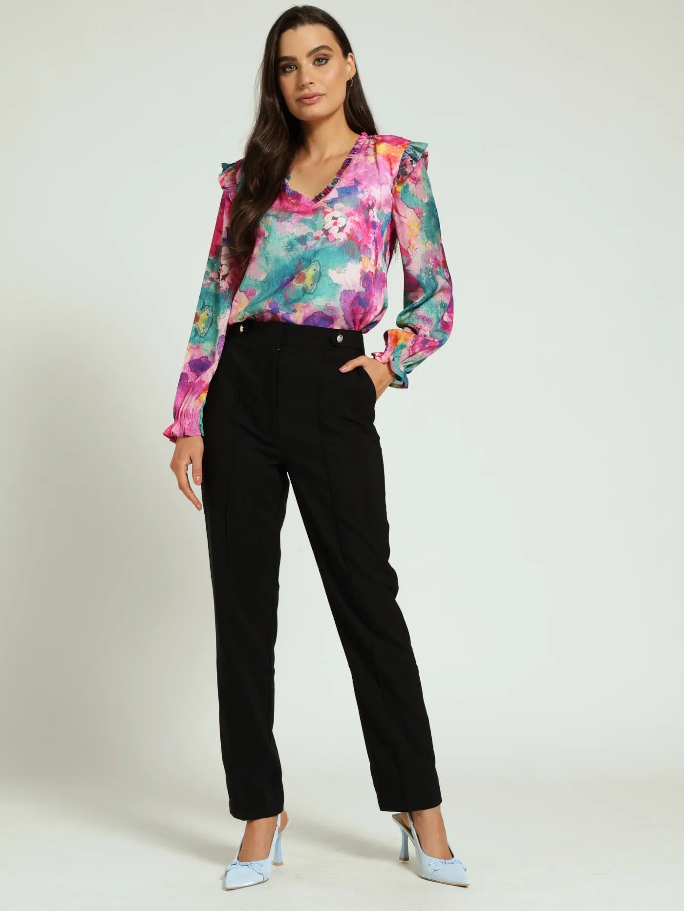 Pin Tuck Tab Detail Slim Leg Pants - Black sold by Edgars product image thumbnail 2