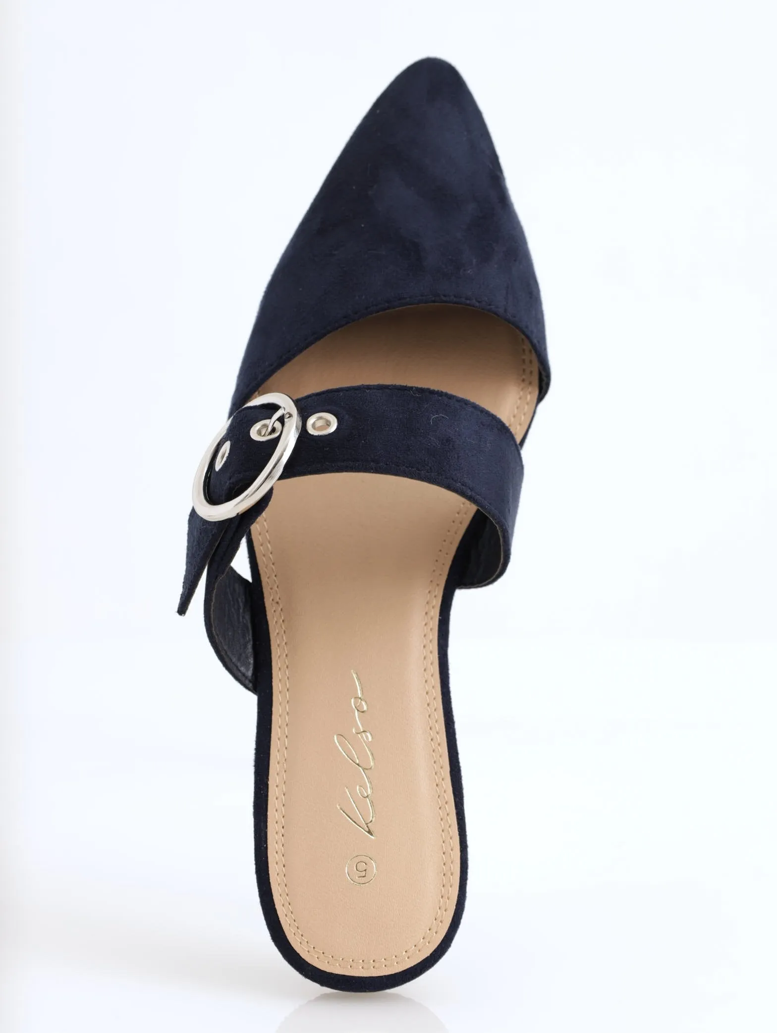 Ladies Push-In Pointed Pump With Buckle Strap - Navy sold by Edgars