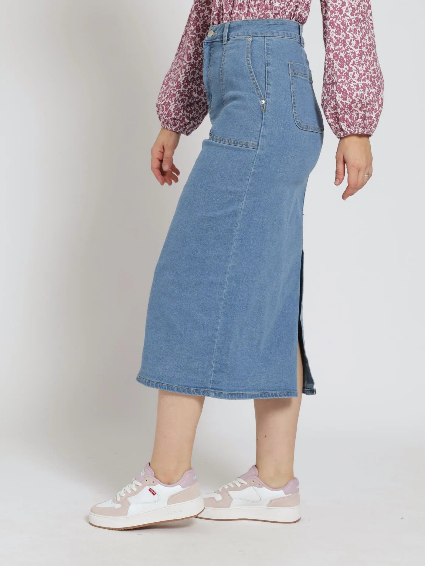 Utility Pocket Denim Pencil Midaxi Skirt - Light Wash sold by Edgars product image thumbnail 3