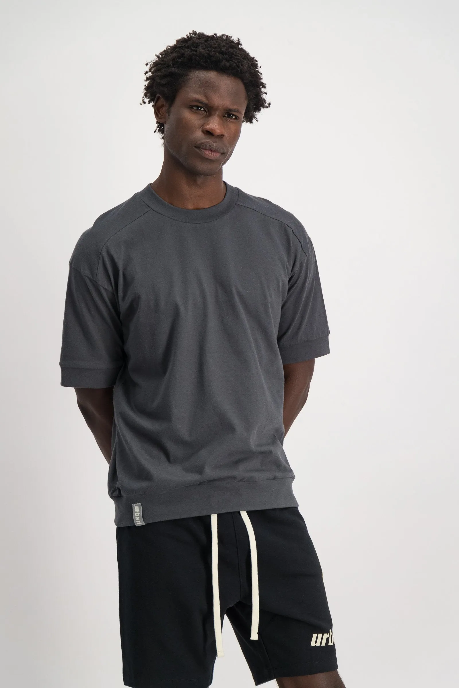 Men's Oversized Printed Branded Tee - Charcoal sold by Edgars