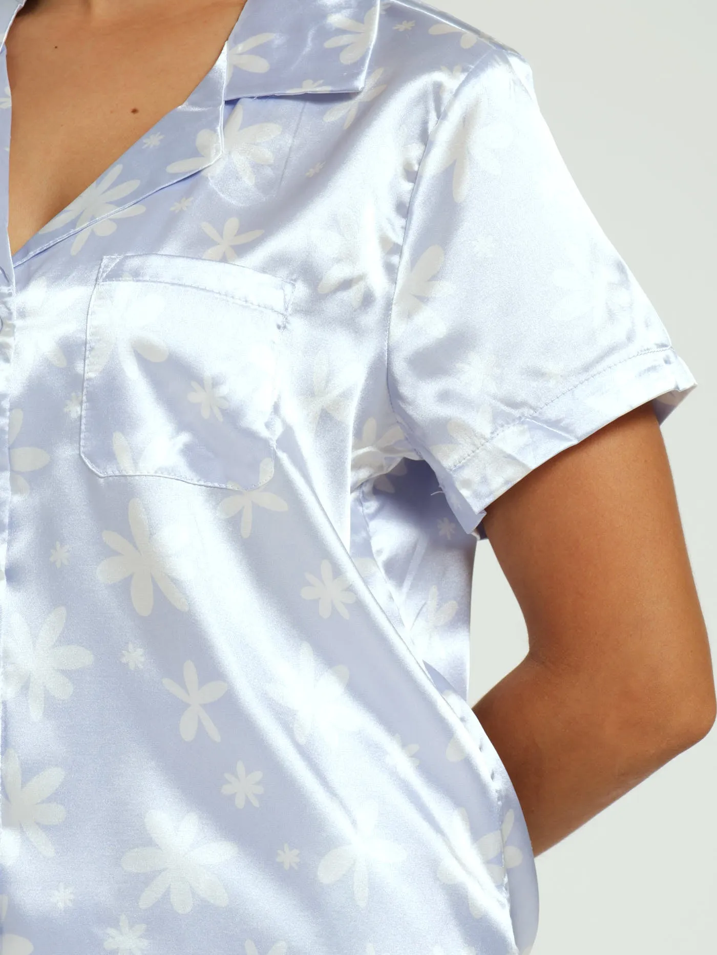 Satin Flowers Short Sleep Set - Light Blue sold by Edgars product image thumbnail 4