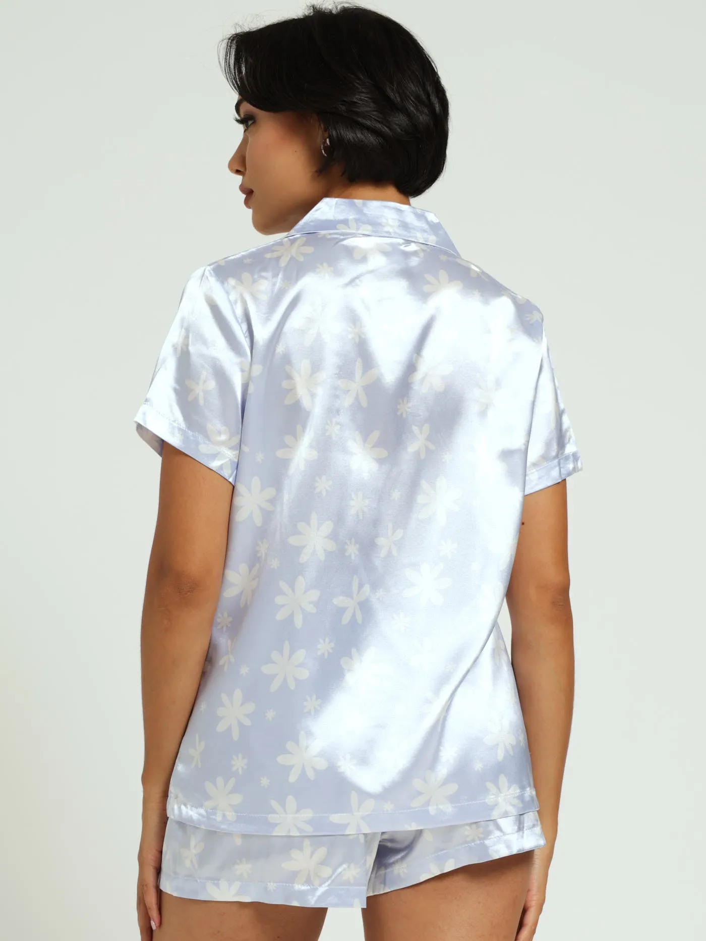 Satin Flowers Short Sleep Set - Light Blue sold by Edgars product image thumbnail 3