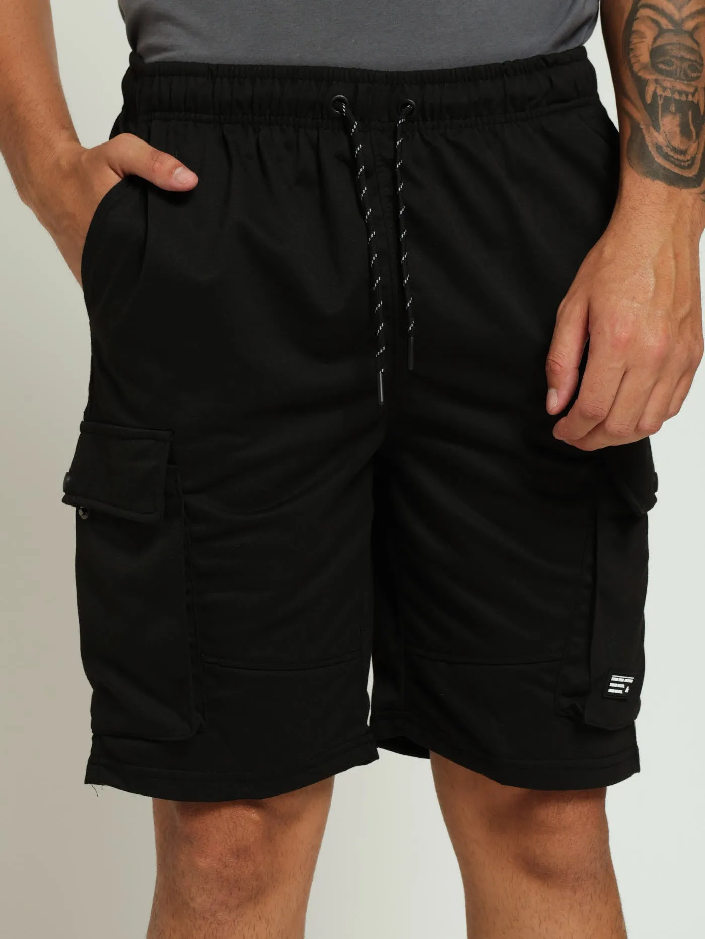 Cargo Fleece Shorts - Black sold by Edgars