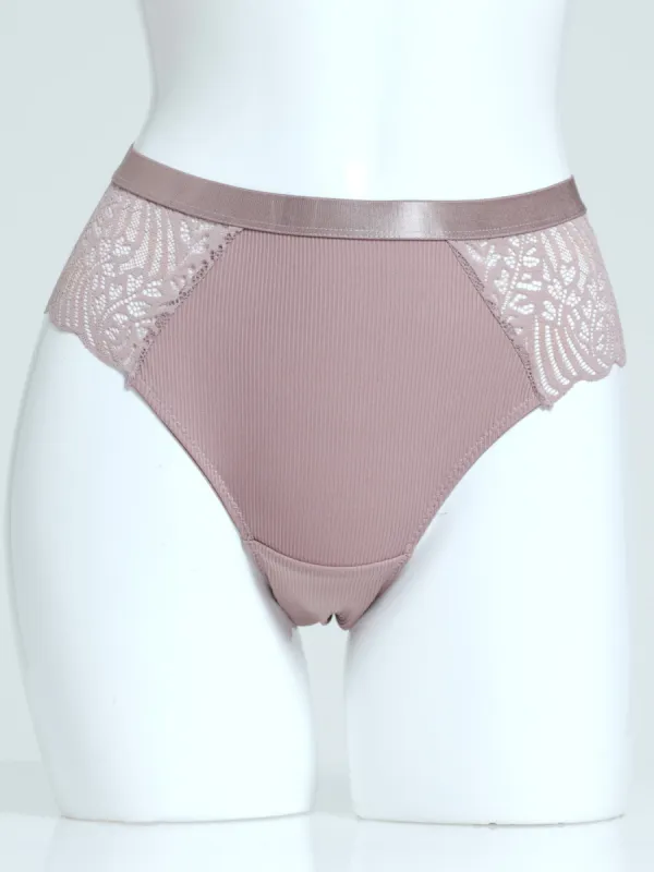 2 Pack Lace/Ribbed Microfibre Brief Panty - Naval Academy/Mocha sold by Edgars