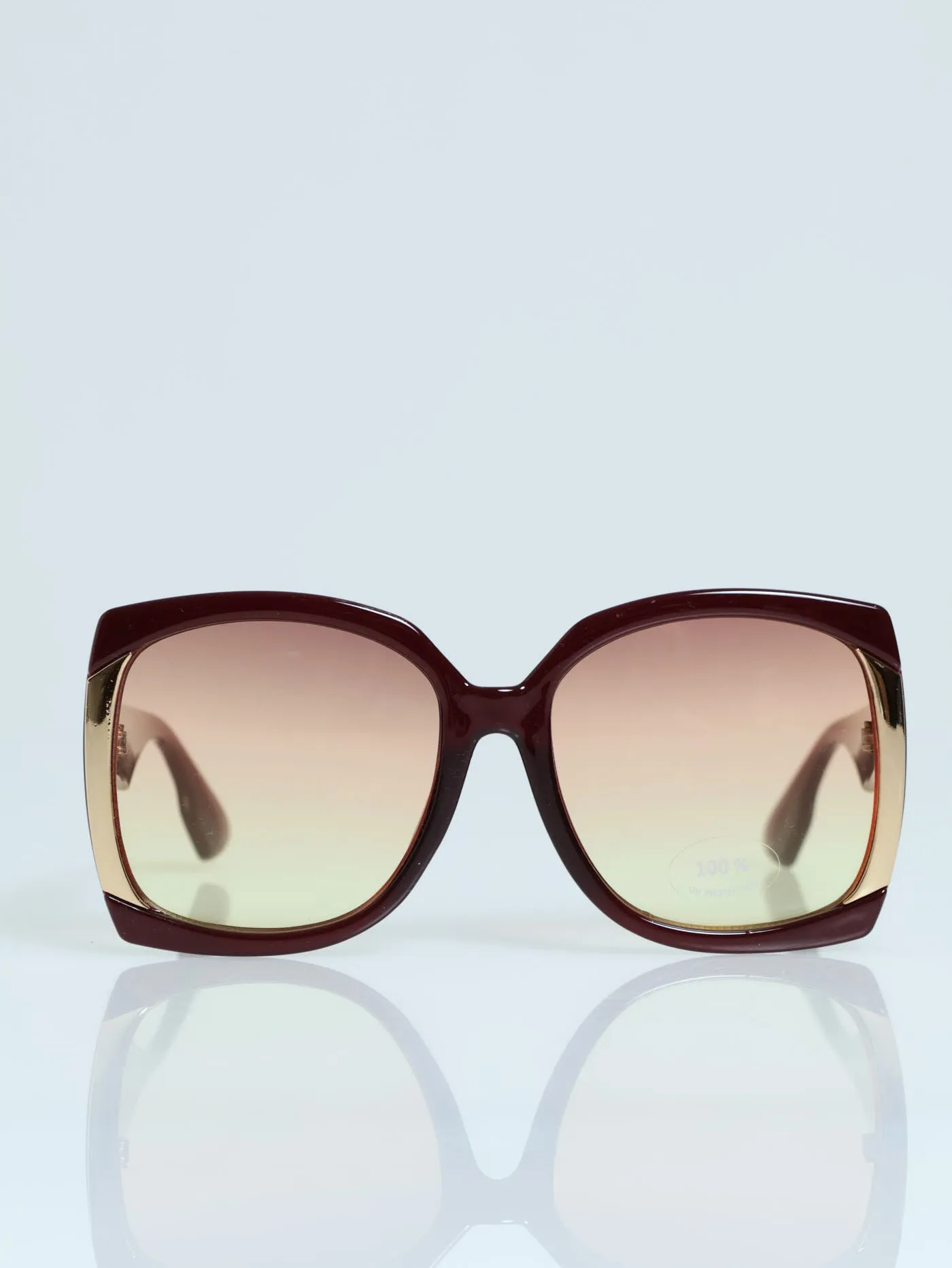Gold Trim Large Frame Sunglasses - Burgundy sold by Edgars