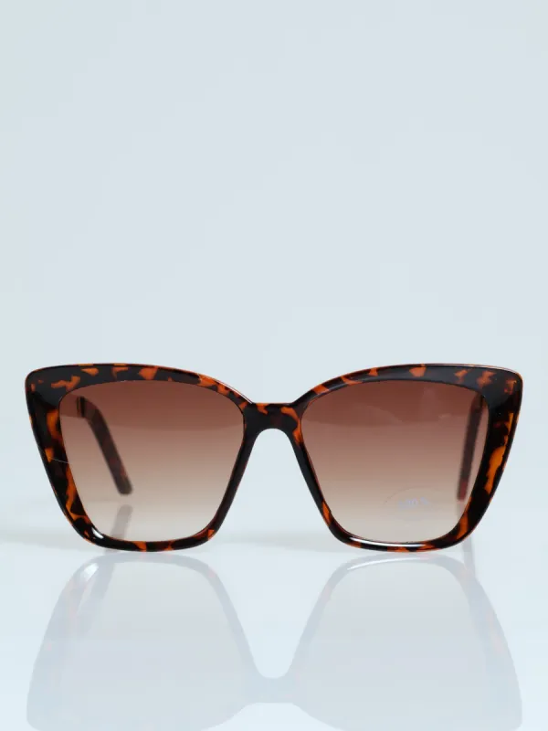 Bevelled Cateye Grad Lense Sunglasses - Tortoise sold by Edgars