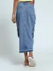 Denim Utility Midi Skirt - Mid Blue sold by Edgars 