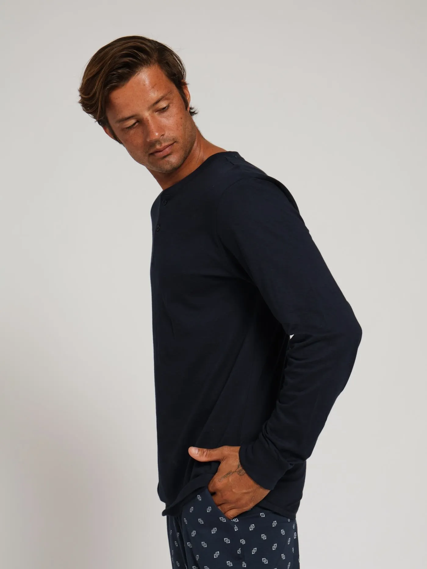 Long Sleeve Henley Top - Navy sold by Edgars product image thumbnail 5