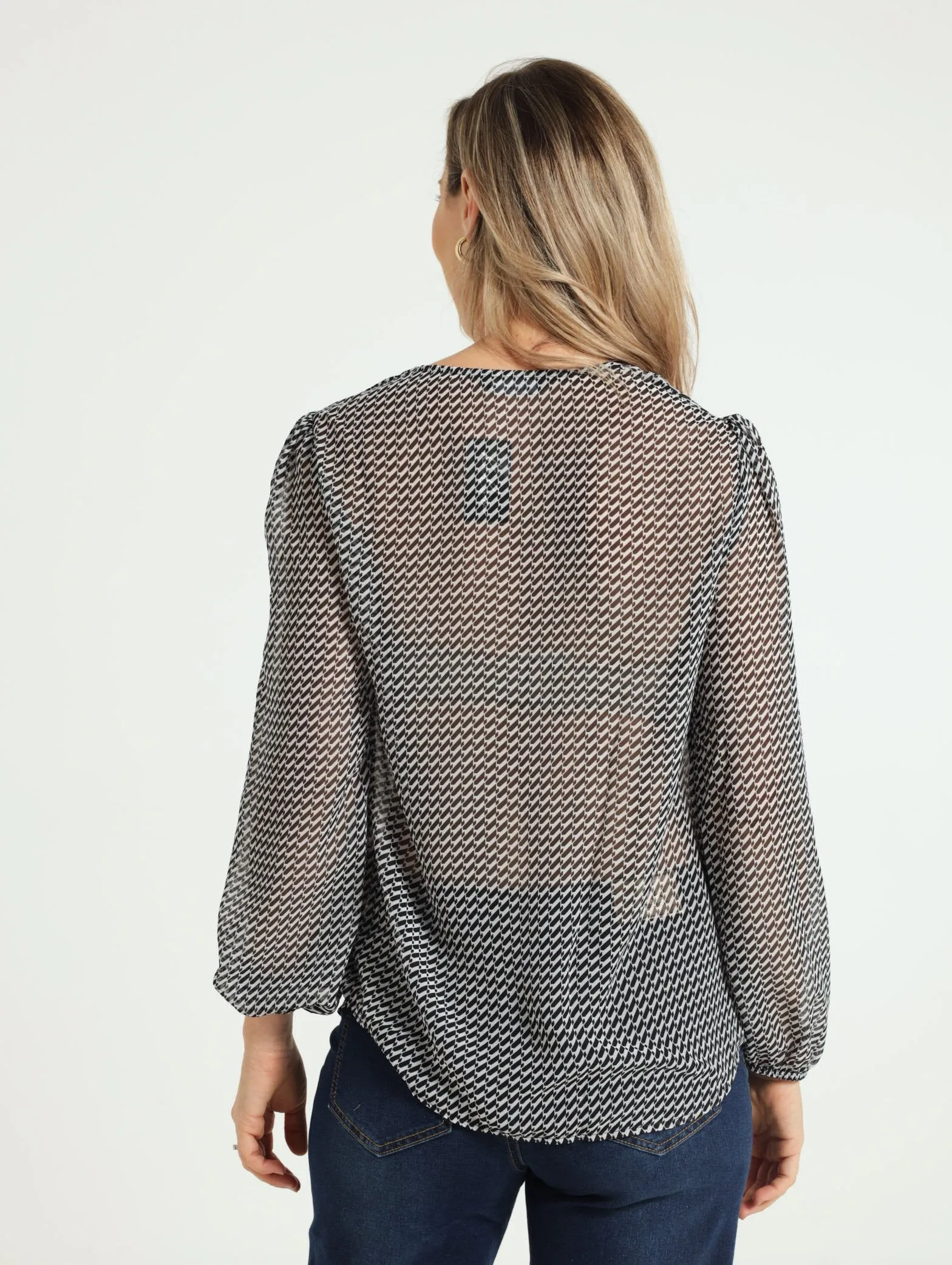 Long SLeeve V-Neck Blouse - Black/White sold by Edgars product image thumbnail 3