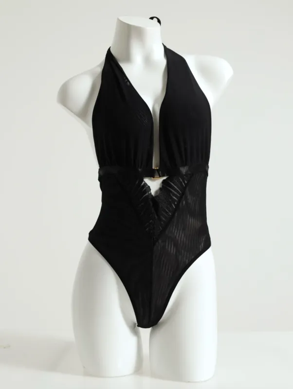 Lace/Mesh Teddy - Black sold by Edgars