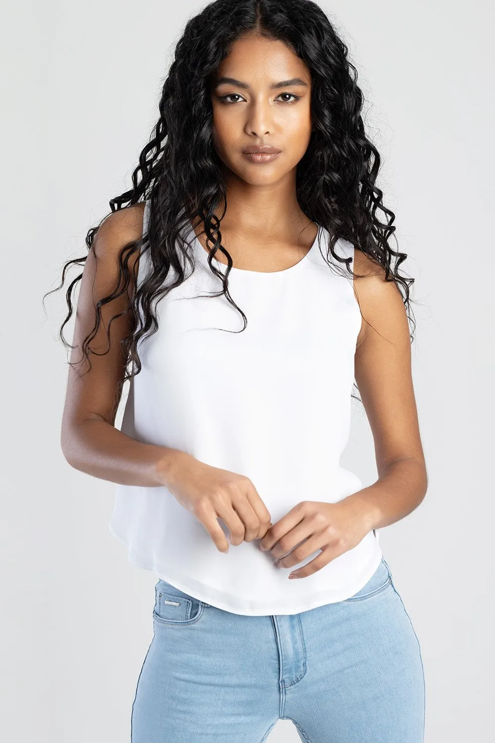 Tank Top With Crochet Back Detail - Off White sold by Edgars