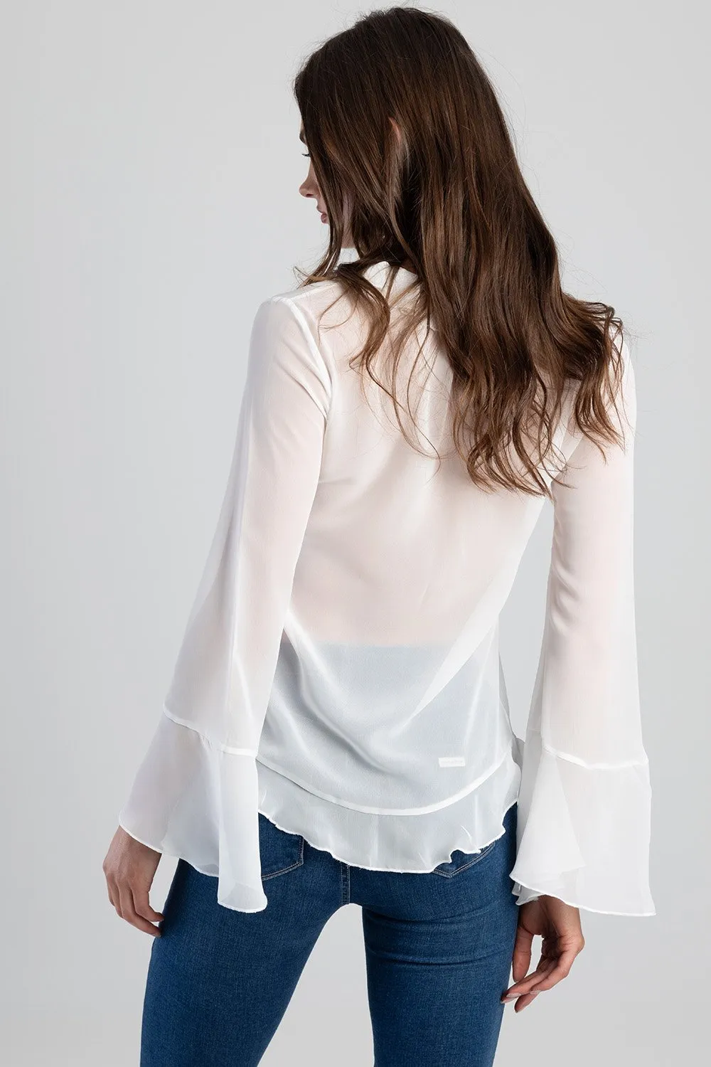 Romantic Front Tie Blouse With Frill Detail - Off White sold by Edgars product image thumbnail 3