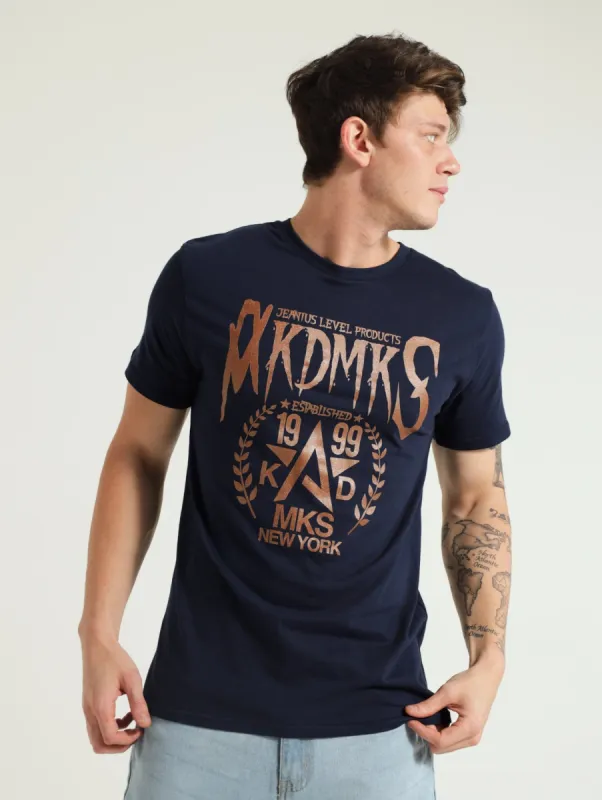 Foil Logo Print Tee - Navy sold by Edgars