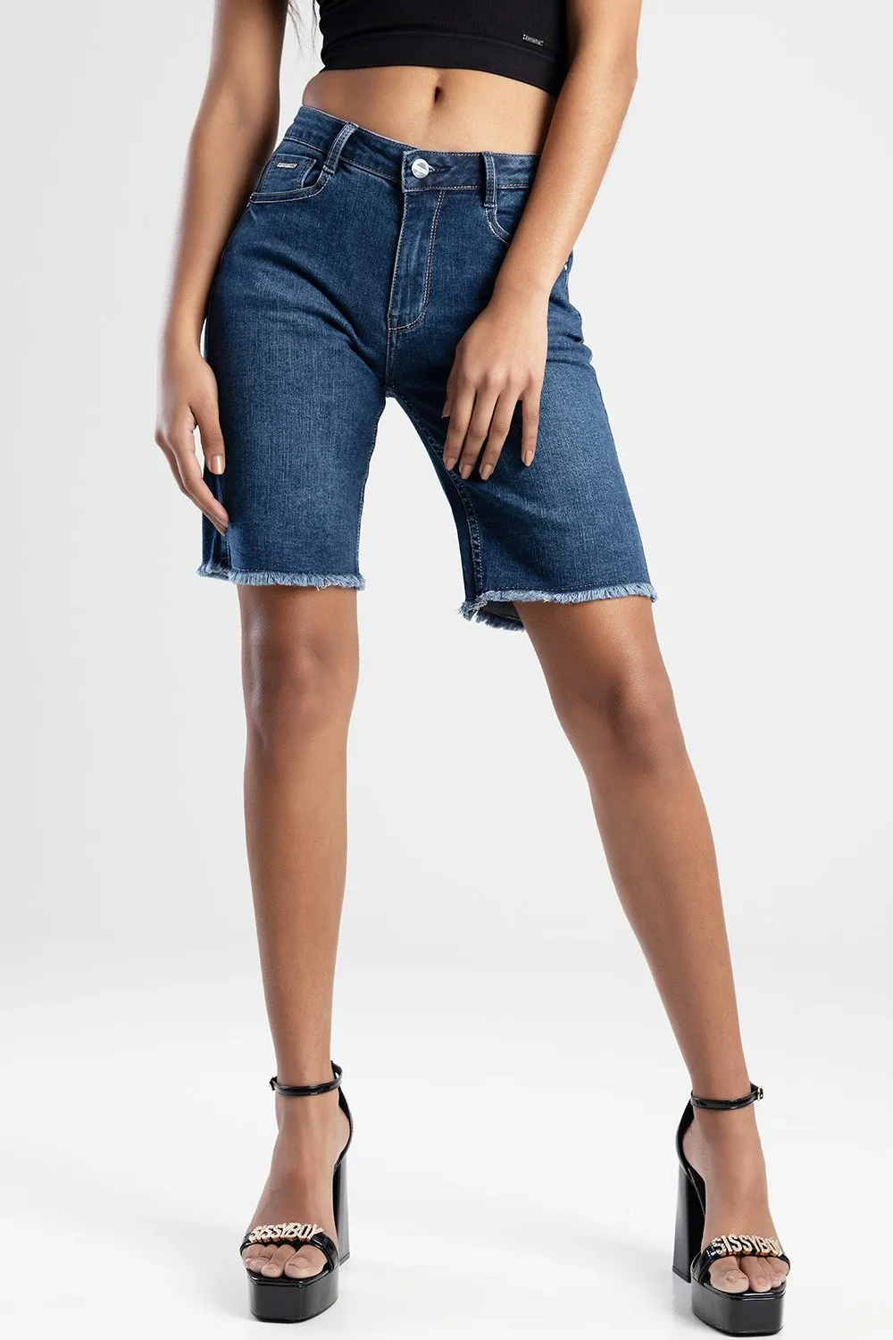 Axel Mid Waist Baggy Fit Bermuda Shorts - Dark Blue sold by Edgars