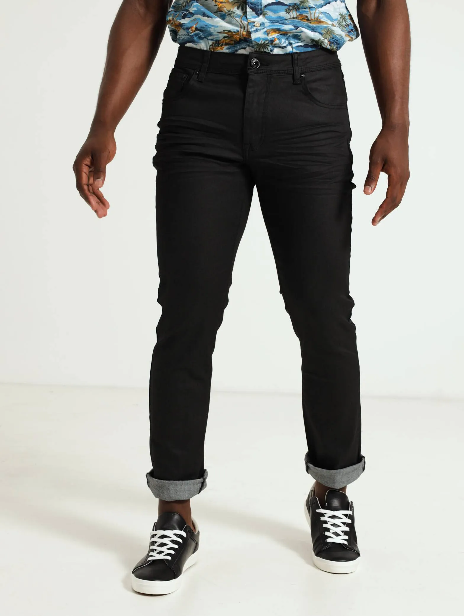 Coated Denim Jeans - Black sold by Edgars
