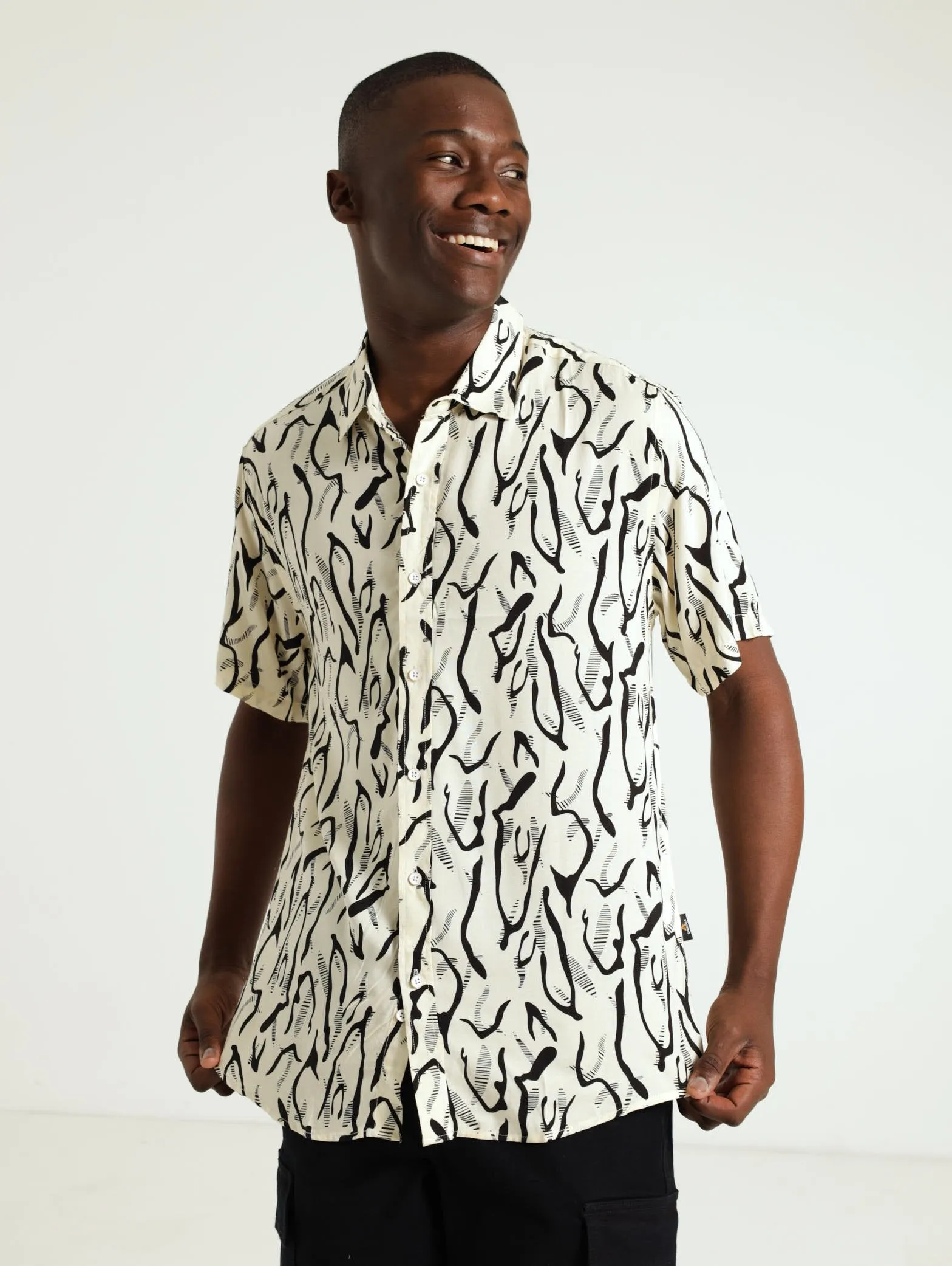 Geo Print Shirt - Cream sold by Edgars