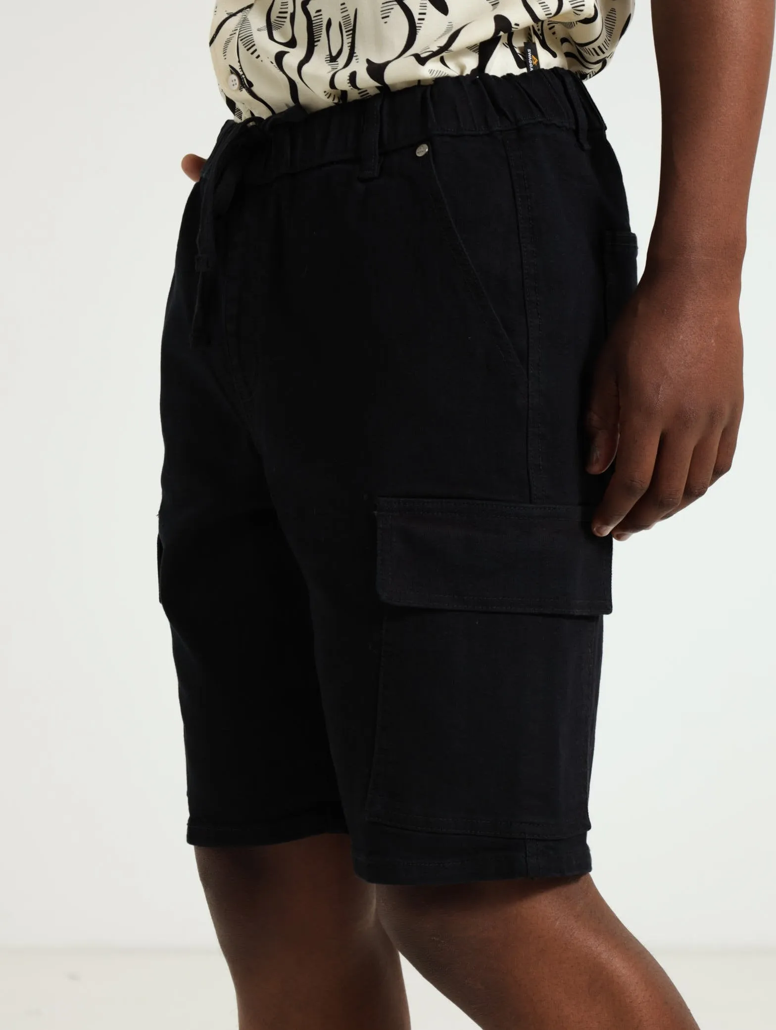 Cargo Denim Pull On Shorts - Black sold by Edgars product image thumbnail 2