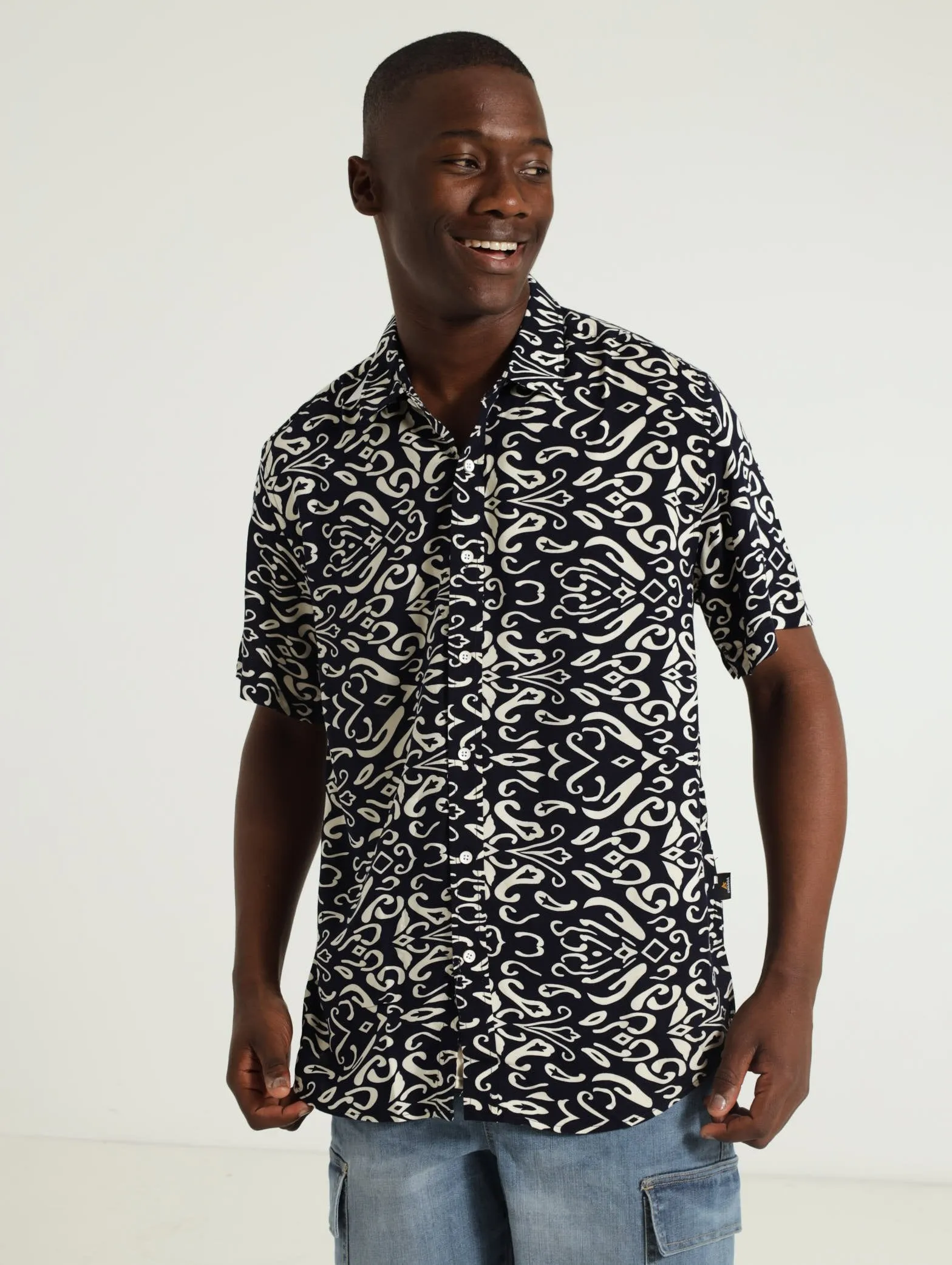 Viscose Floral Shirt - Navy sold by Edgars