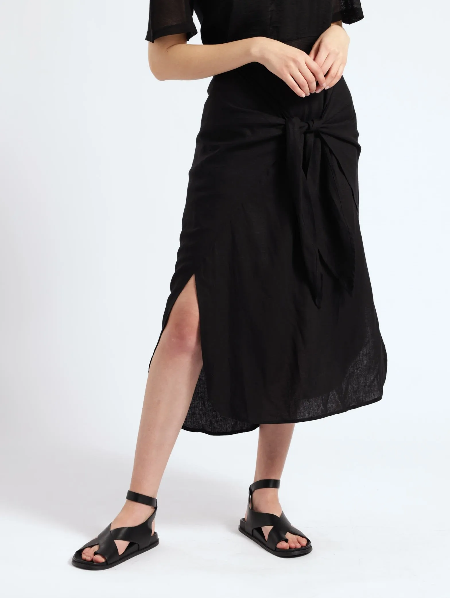 Mock Wrap Fashion Skirt - Dark Grey sold by Edgars