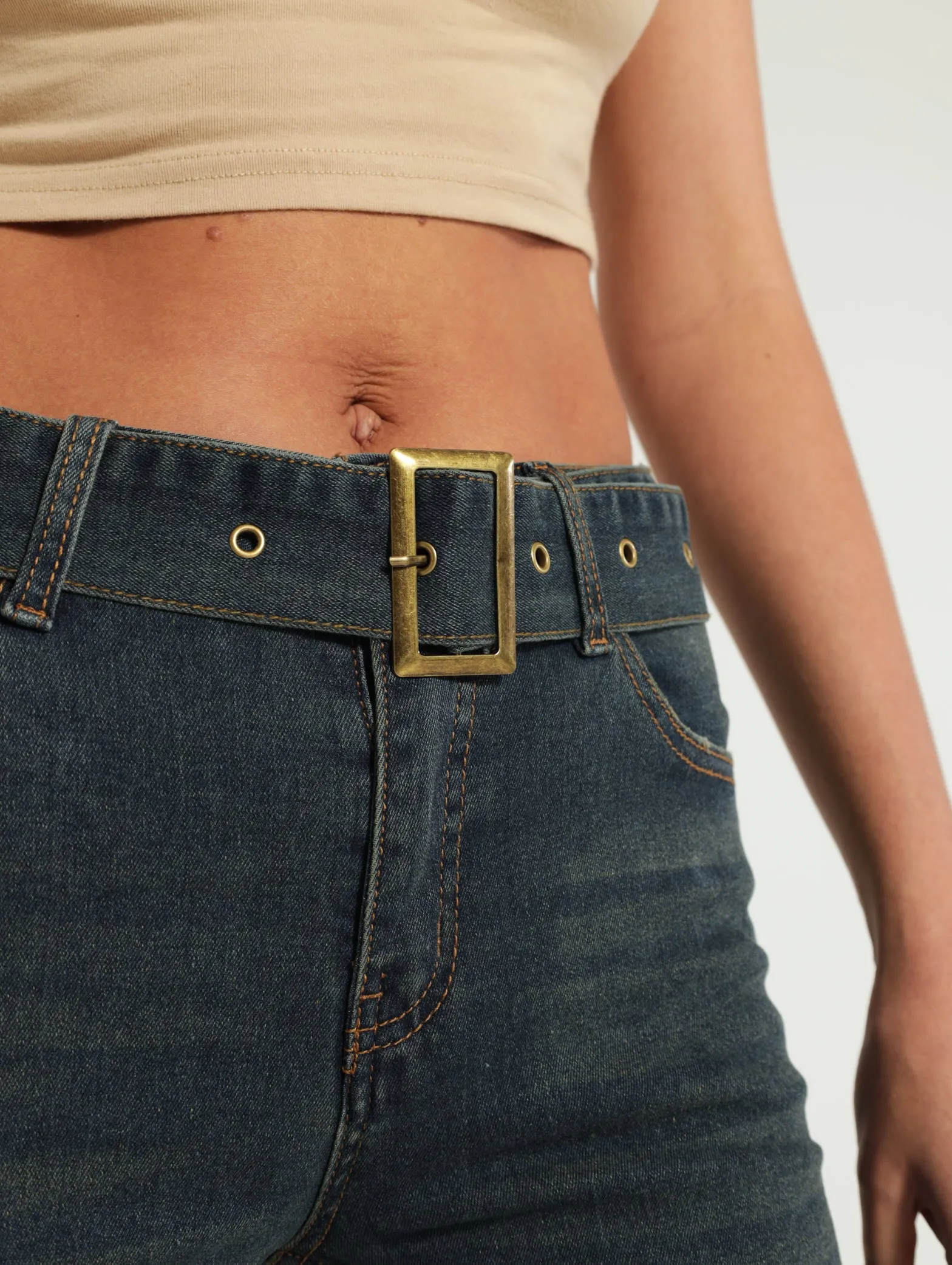 Eyelet Belt Pocket Flare Jean - Dark Wash Ink sold by Edgars product image thumbnail 4