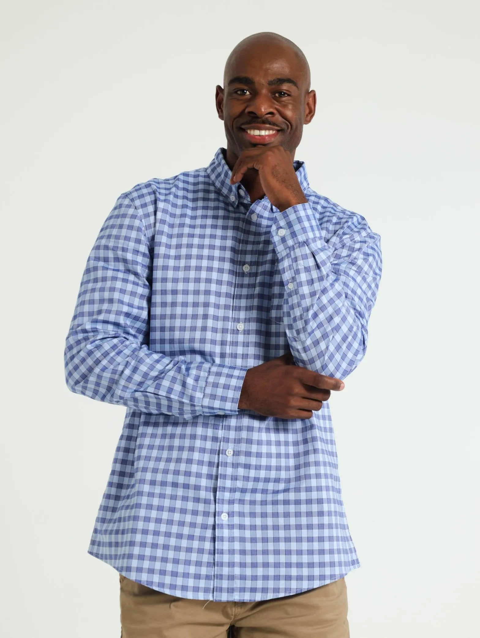 Medium Check Shirt - Blue sold by Edgars