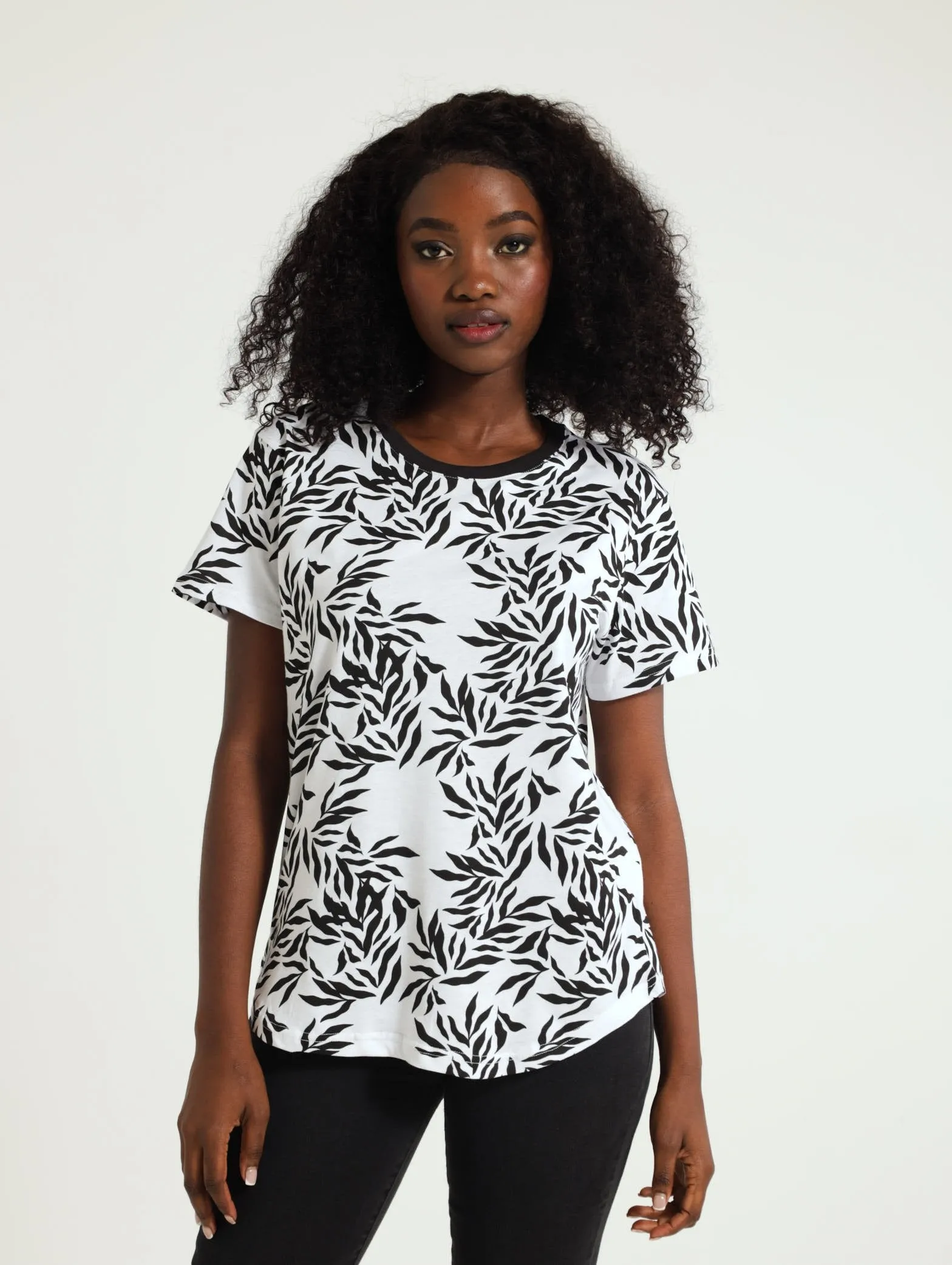 Cotton Crew Tee - White/Black sold by Edgars