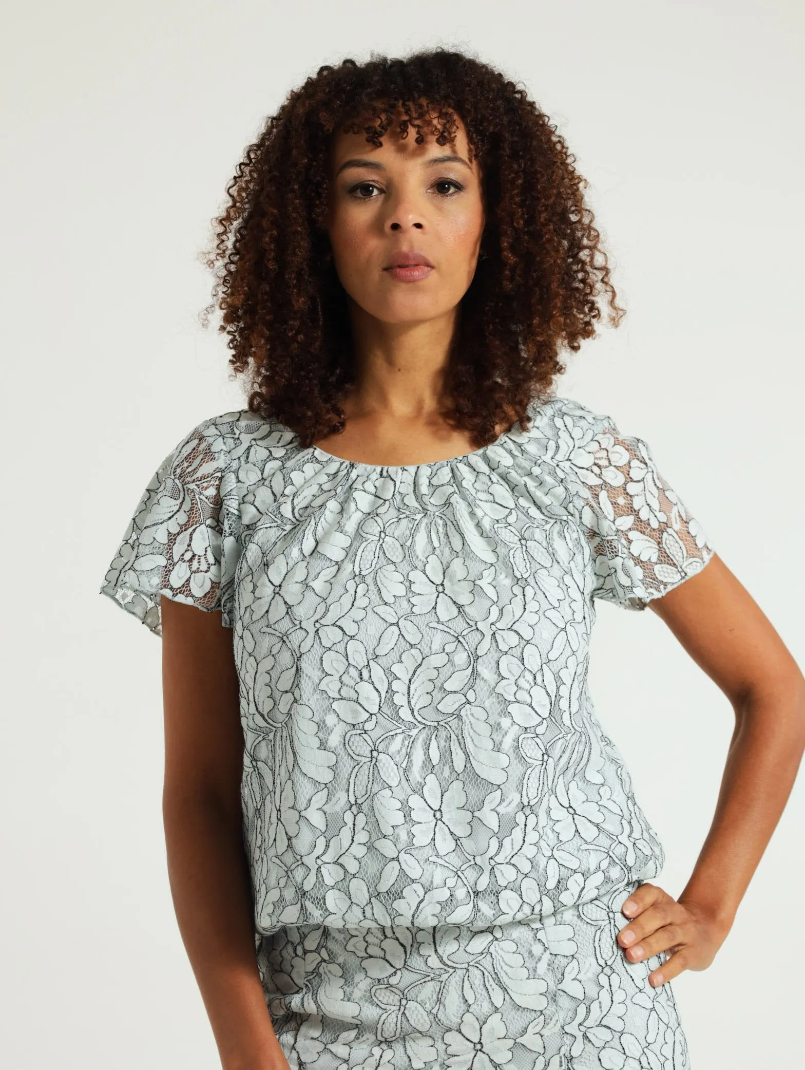 Lace Bubble Top - Light Blue sold by Edgars
