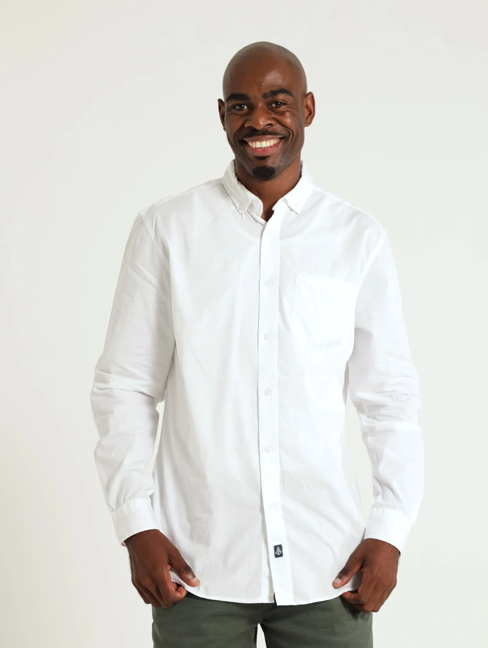 Long Sleeve Plain Poplin Shirt - White sold by Edgars