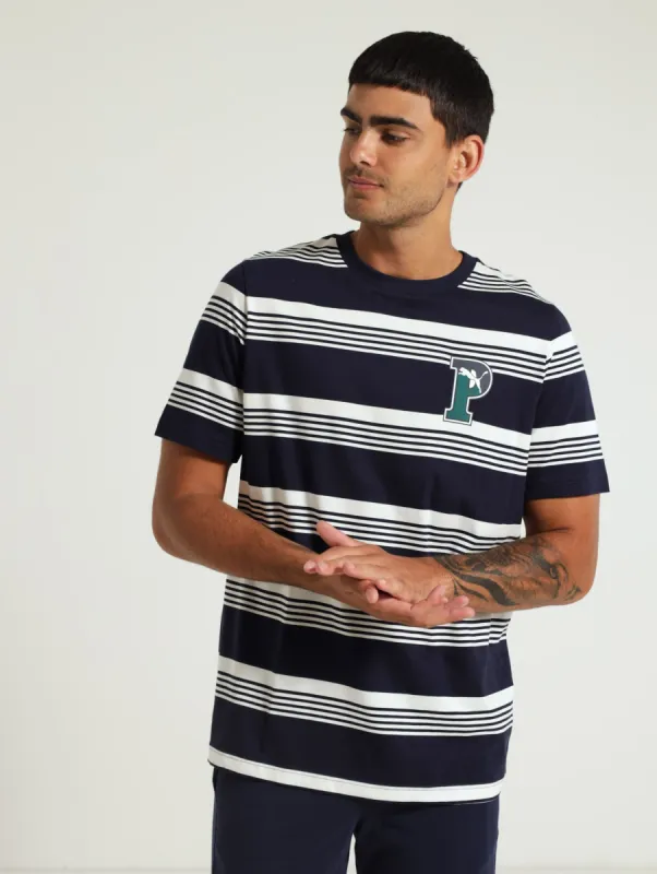 Stripe Tee - Navy made by Edgars 