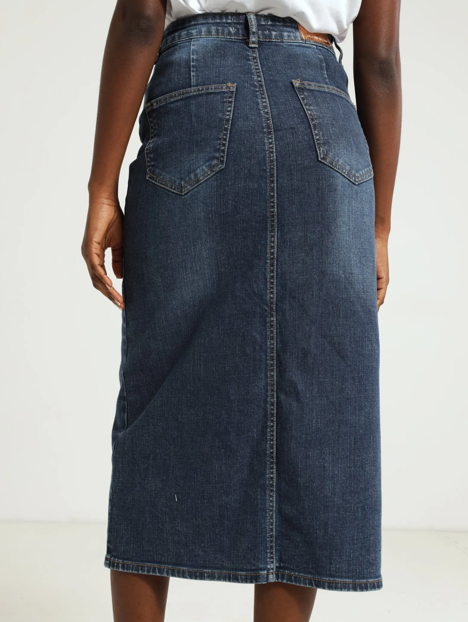 Front Slit Denim Midi Skirt - Mid Blue sold by Edgars product image thumbnail 3