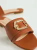 Natasha Buckle Trim Mule Flat Sandal - Tan sold by Edgars