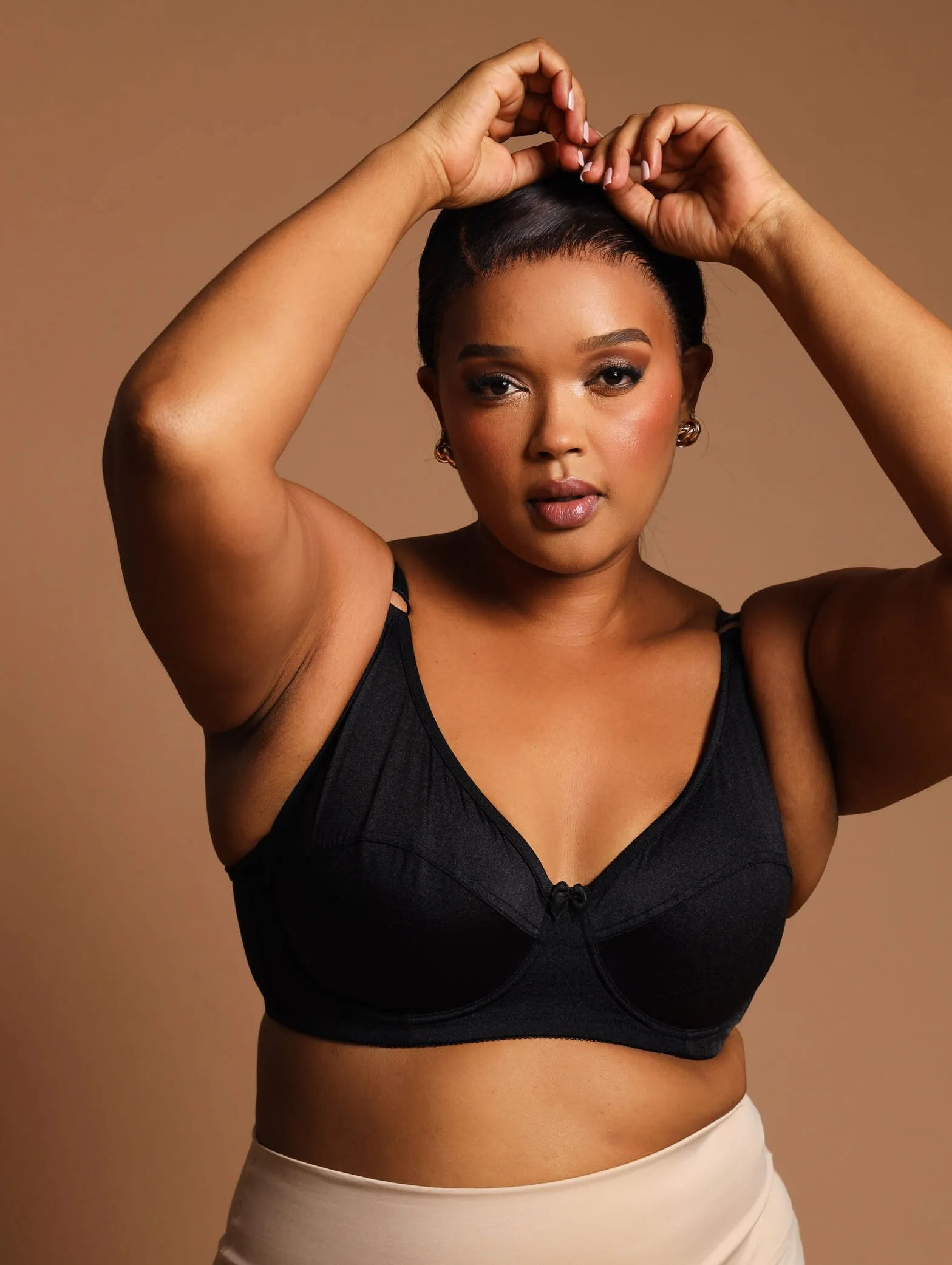 2 Pack Shiny Panel Cup Bra - Mocha/Black sold by Edgars