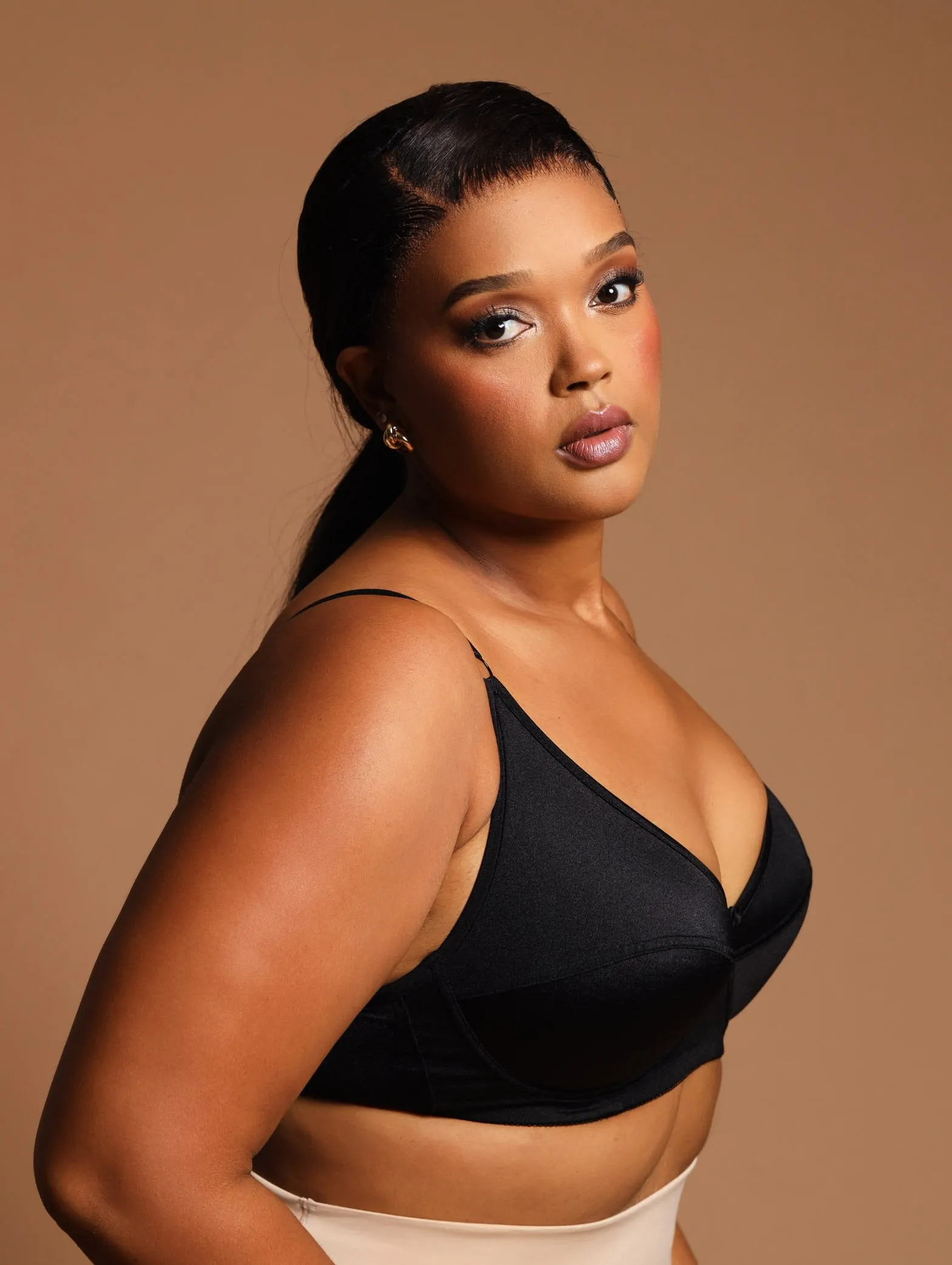 2 Pack Shiny Panel Cup Bra - Mocha/Black sold by Edgars product image thumbnail 3