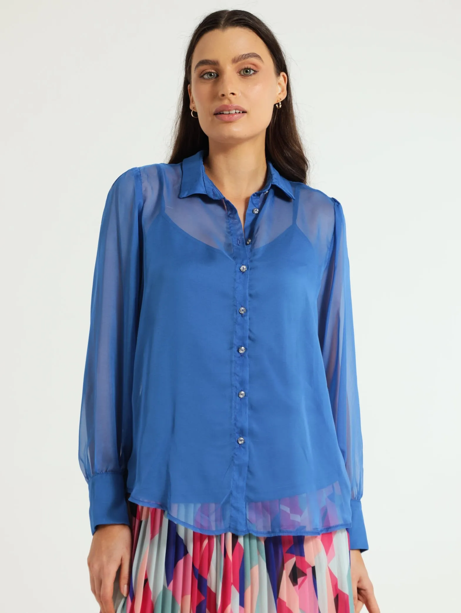 Organza Shirt - Cobalt sold by Edgars