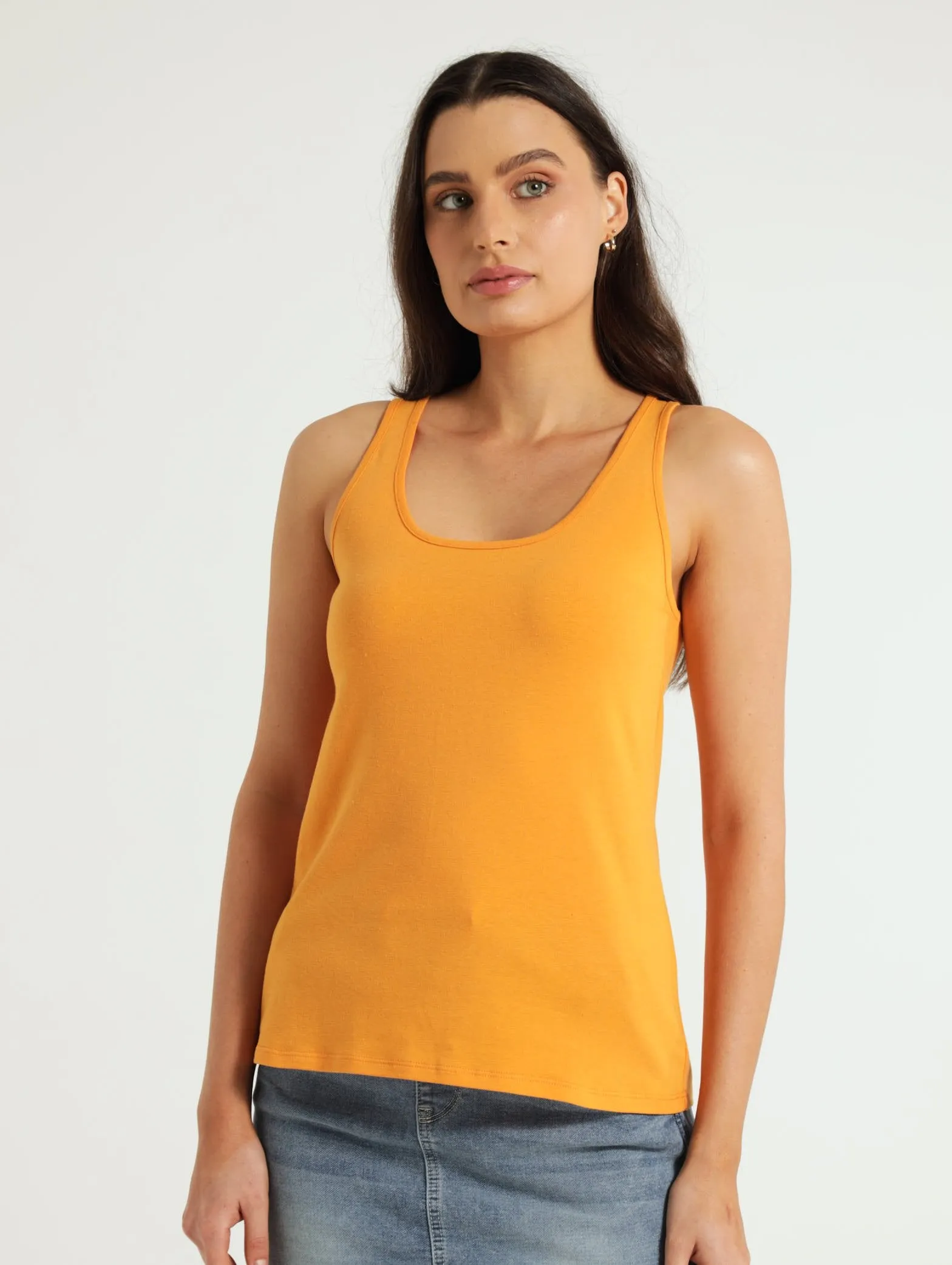 Scoop Neck Stretch Tank Top - Light Orange sold by Edgars