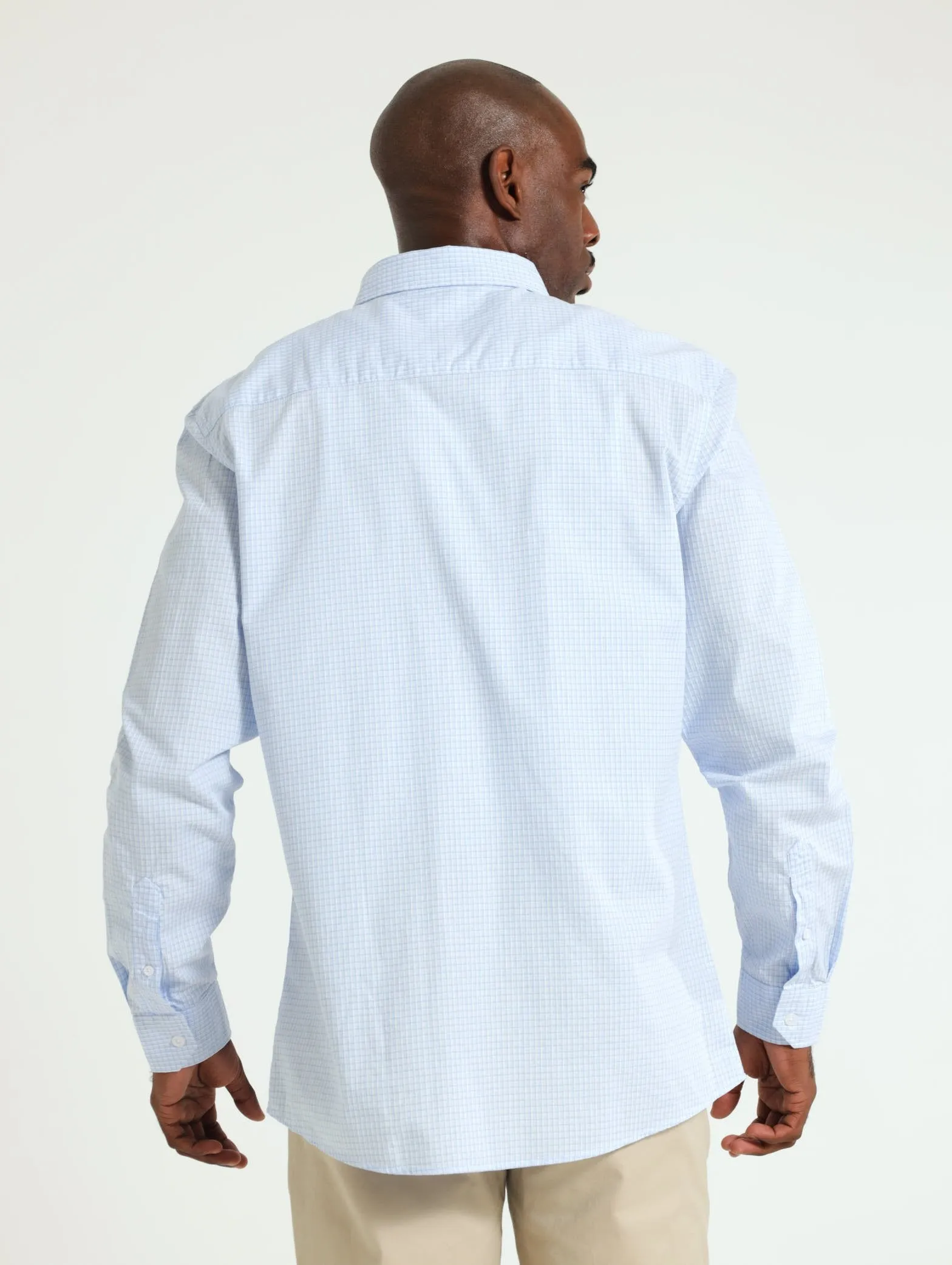 Long Sleeve Small Check Shirt - Light Blue sold by Edgars product image thumbnail 3