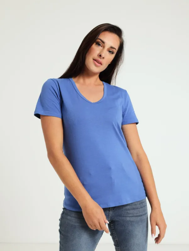 Voop Neck Stretch Tee - Cobalt sold by Edgars 
