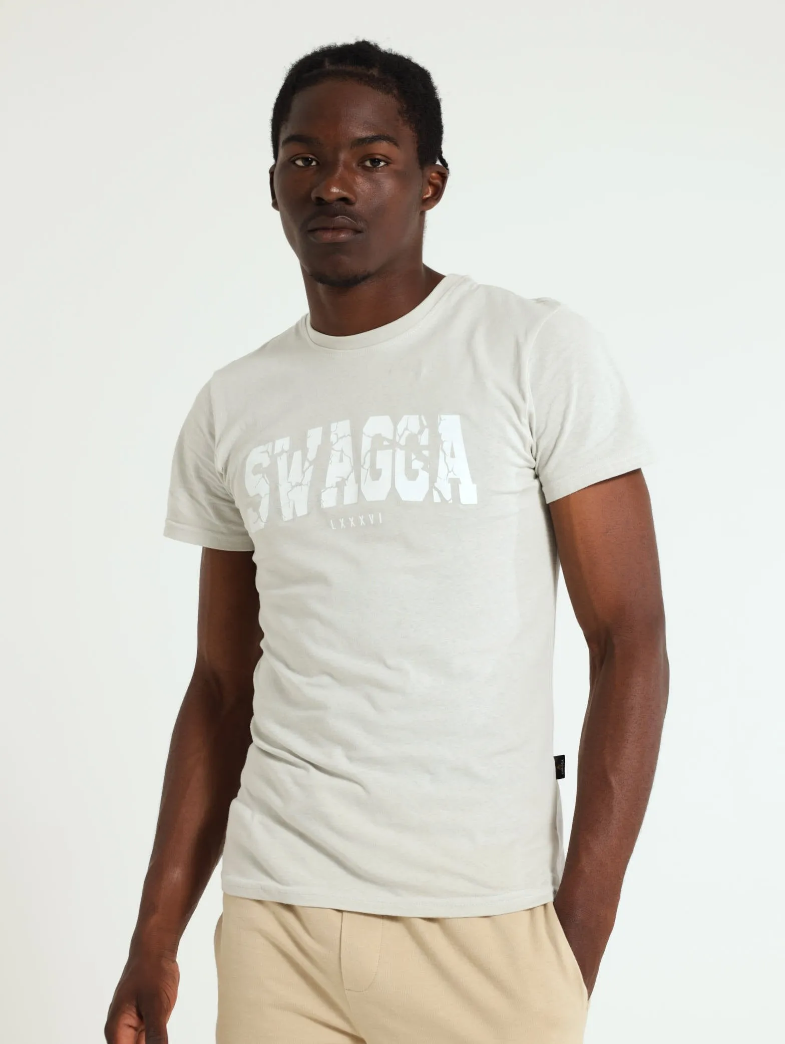 Basic Print Tee - Light Grey sold by Edgars