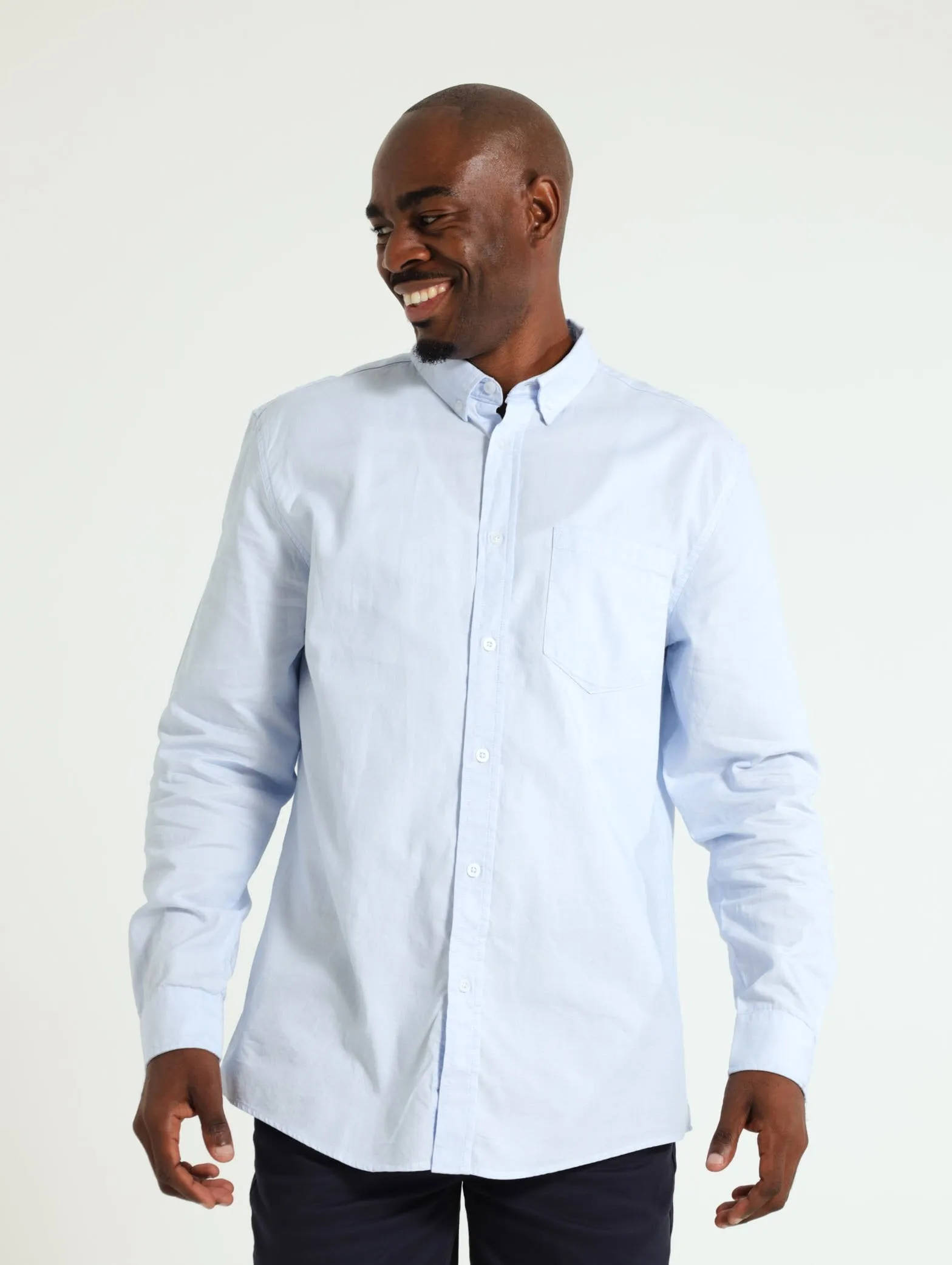 Long Sleeve Plain Dobby Shirt - Blue sold by Edgars