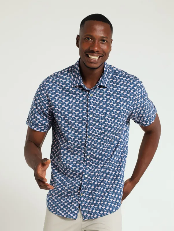 Flamingo Print Shirt - Blue sold by Edgars 