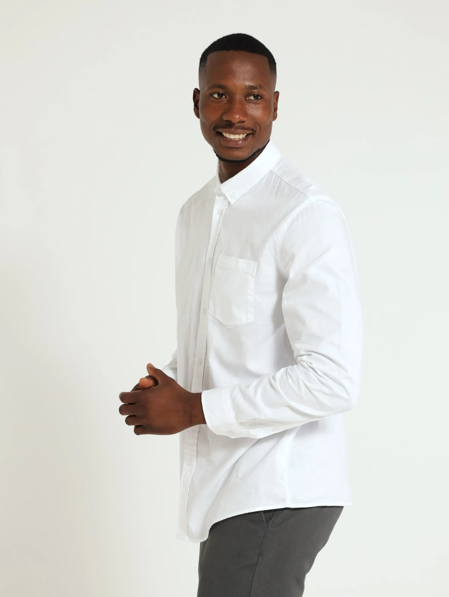 Long Sleeve Plain Dobby Shirt - White sold by Edgars product image thumbnail 2