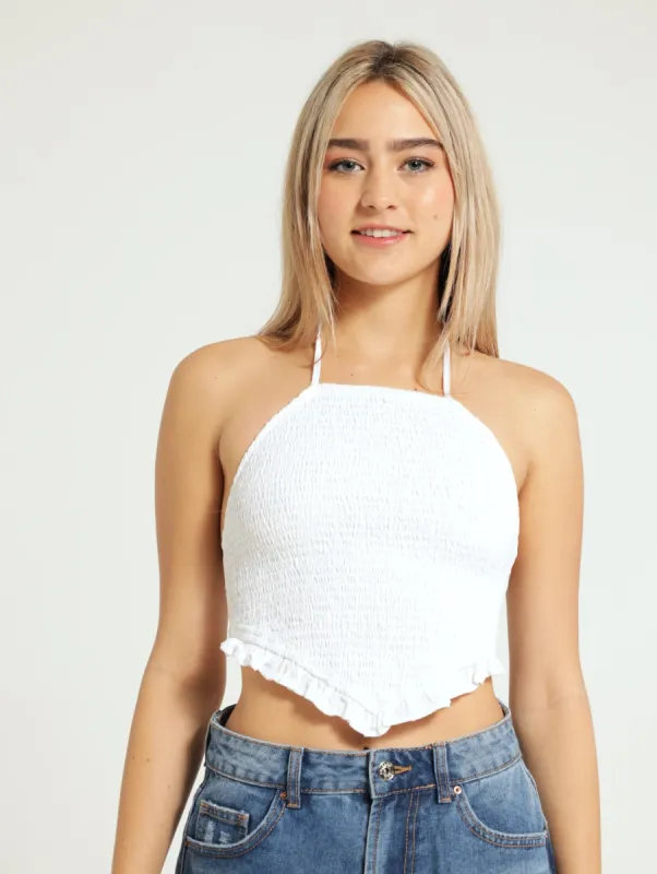 Smock Hanky Top - White sold by Edgars 