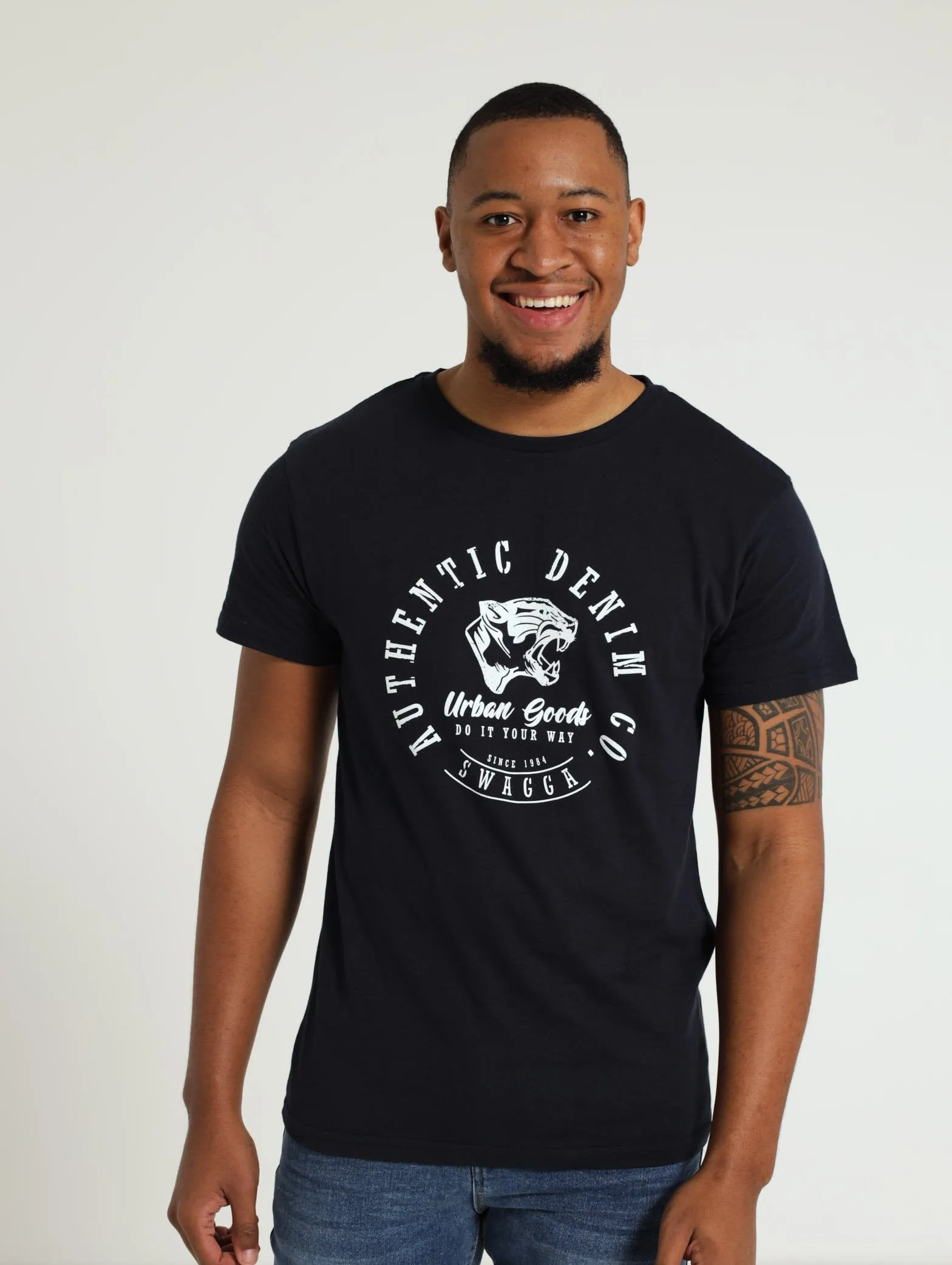 Basic Print Tee - Navy sold by Edgars
