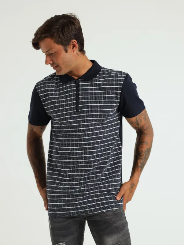 Jacquard Block & Dot Golfer - Navy sold by Edgars