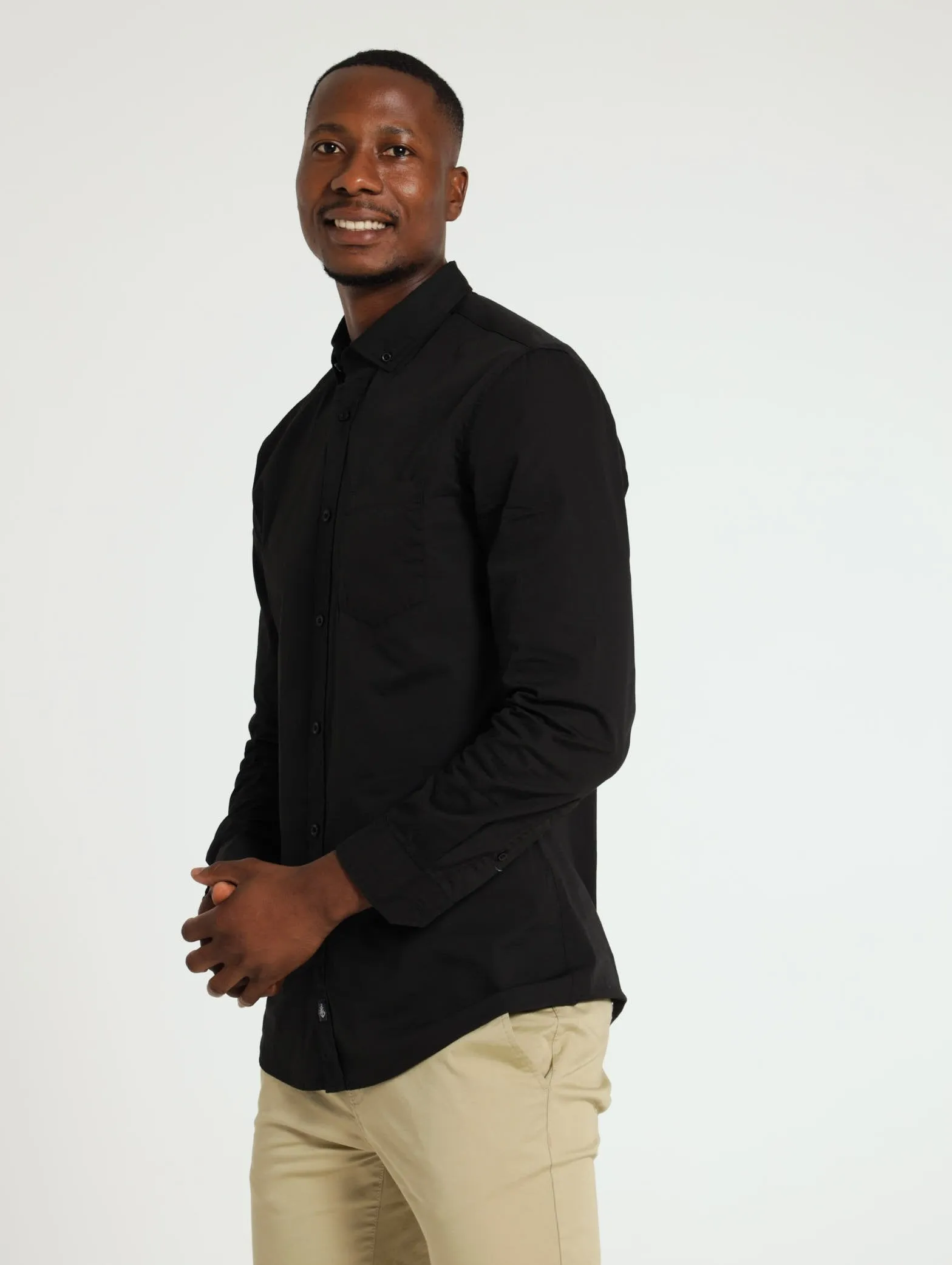 Long Sleeve Plain Poplin Shirt - Black sold by Edgars product image thumbnail 2