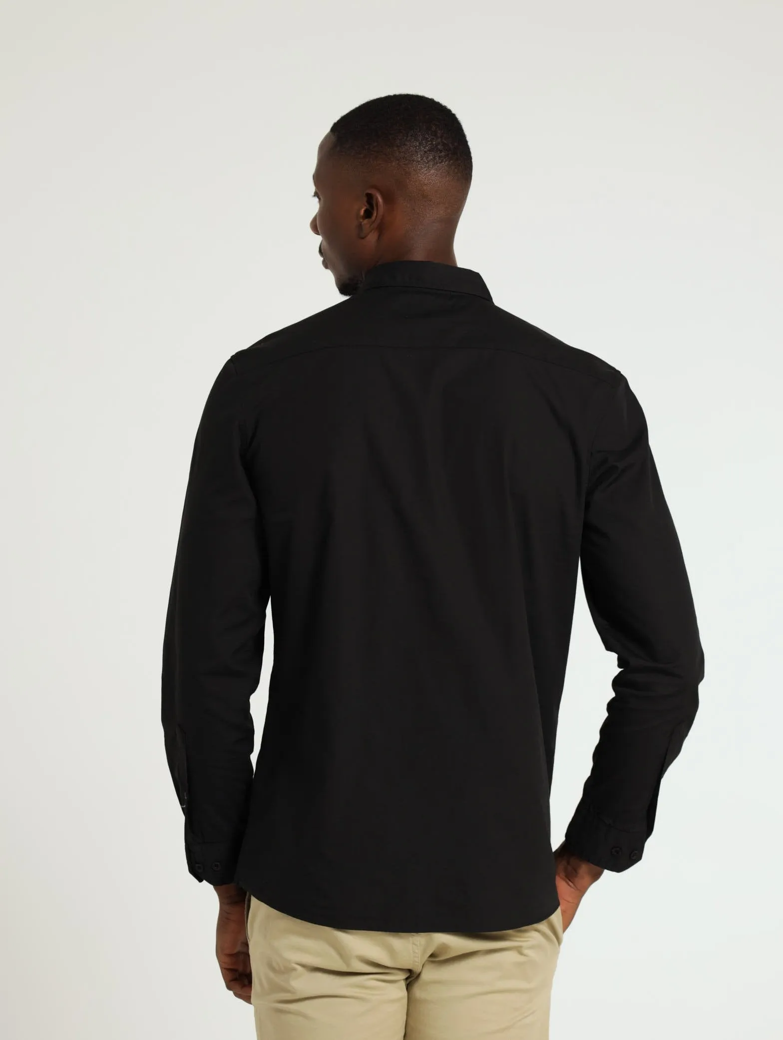 Long Sleeve Plain Poplin Shirt - Black sold by Edgars product image thumbnail 3